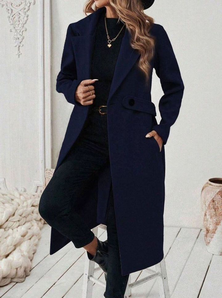 Isabelle | Elegant Belted Long Coat with Wide Collar