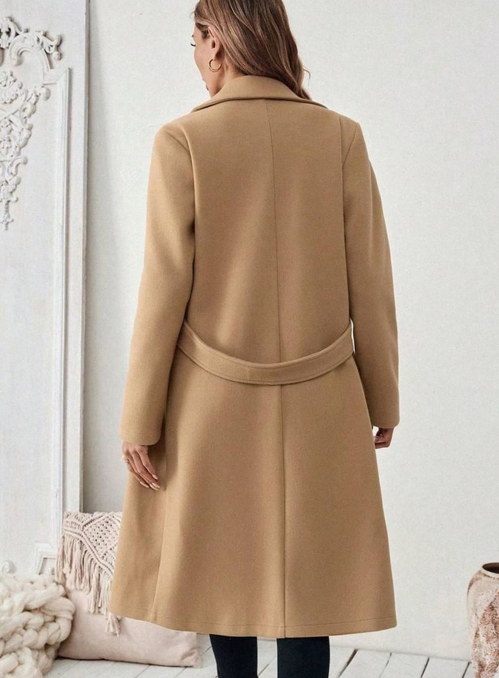 Isabelle | Elegant Belted Long Coat with Wide Collar