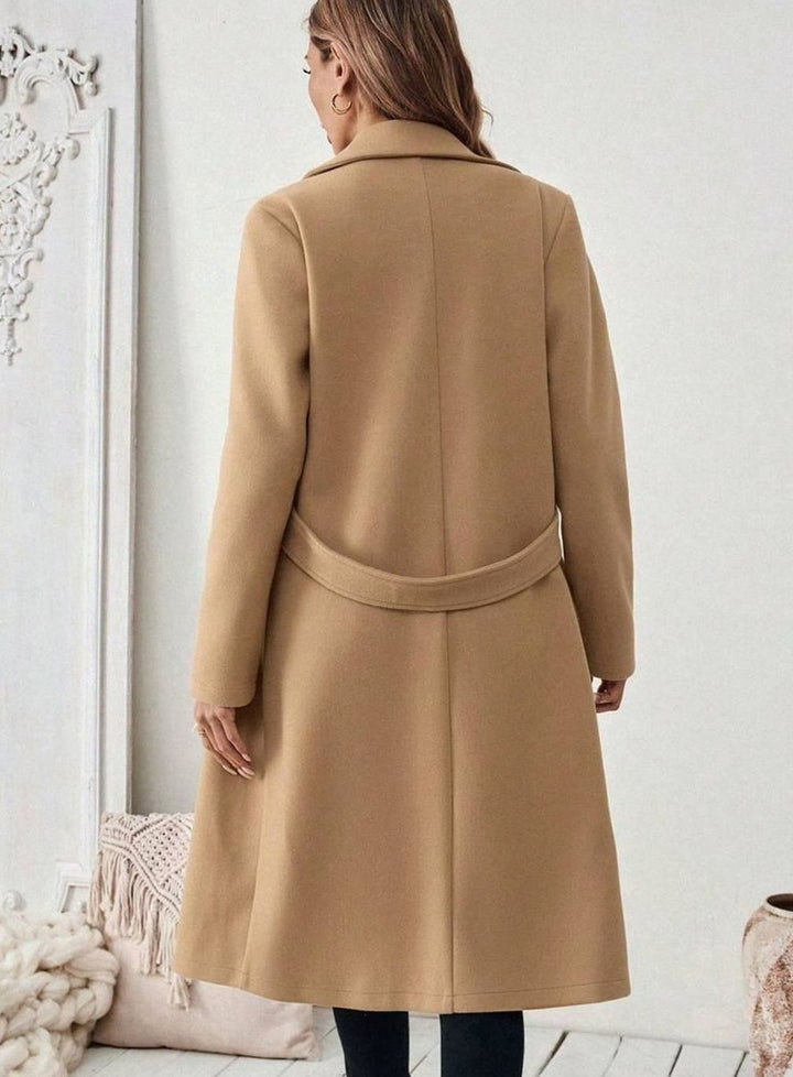 Isabelle | Elegant Belted Long Coat with Wide Collar