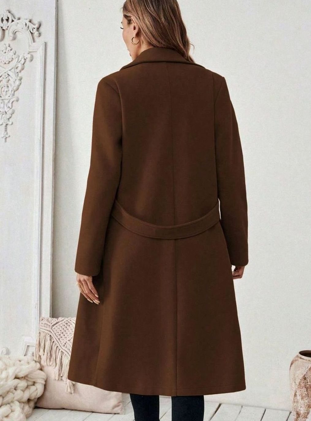 Isabelle | Elegant Belted Long Coat with Wide Collar