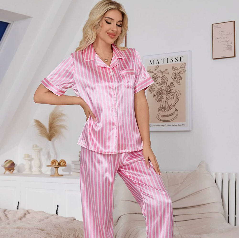 Isabelle | Polished Striped Short Sleeve Ladies Pyjamas
