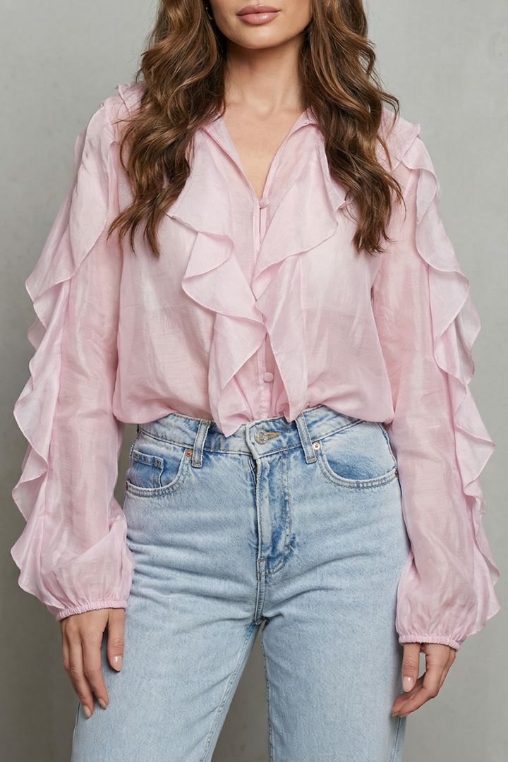 Isabelle | Refined Ruffle Sleeve Party Top Blouse