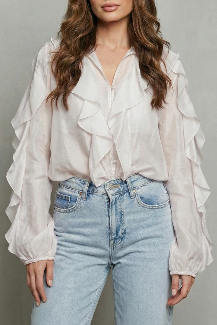 Isabelle | Refined Ruffle Sleeve Party Top Blouse