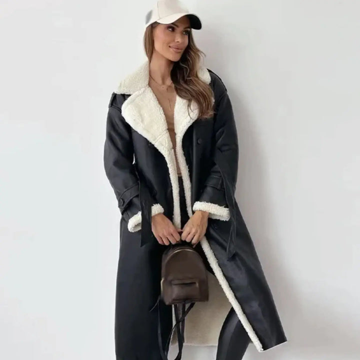Isabelle | Sophisticated Long Faux Fur Coat with Teddy Collar