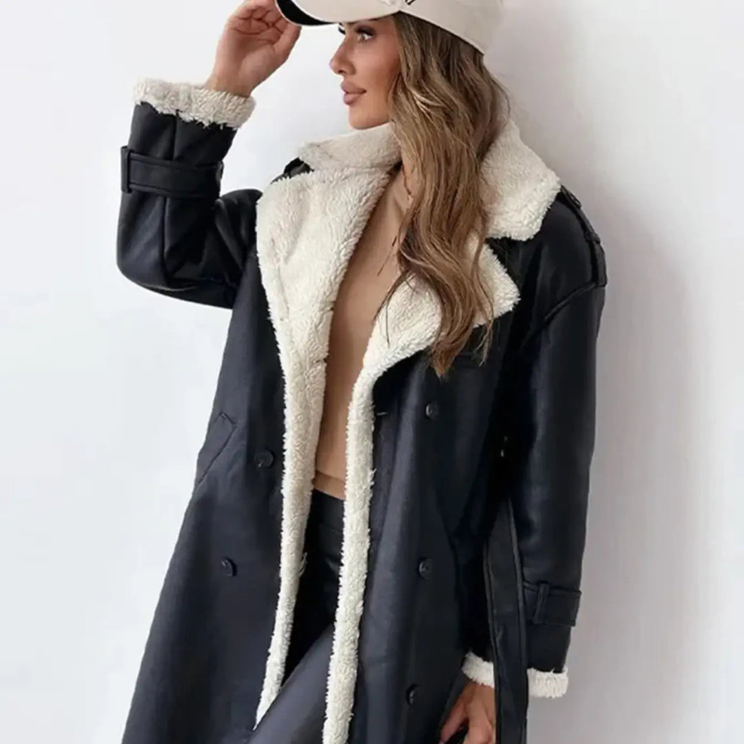 Isabelle | Sophisticated Long Faux Fur Coat with Teddy Collar