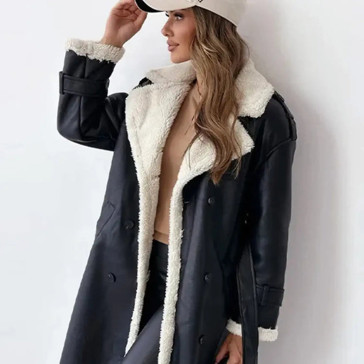 Isabelle | Sophisticated Long Faux Fur Coat with Teddy Collar