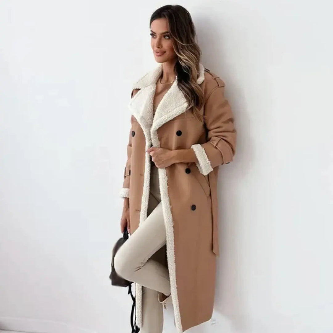 Isabelle | Sophisticated Long Faux Fur Coat with Teddy Collar