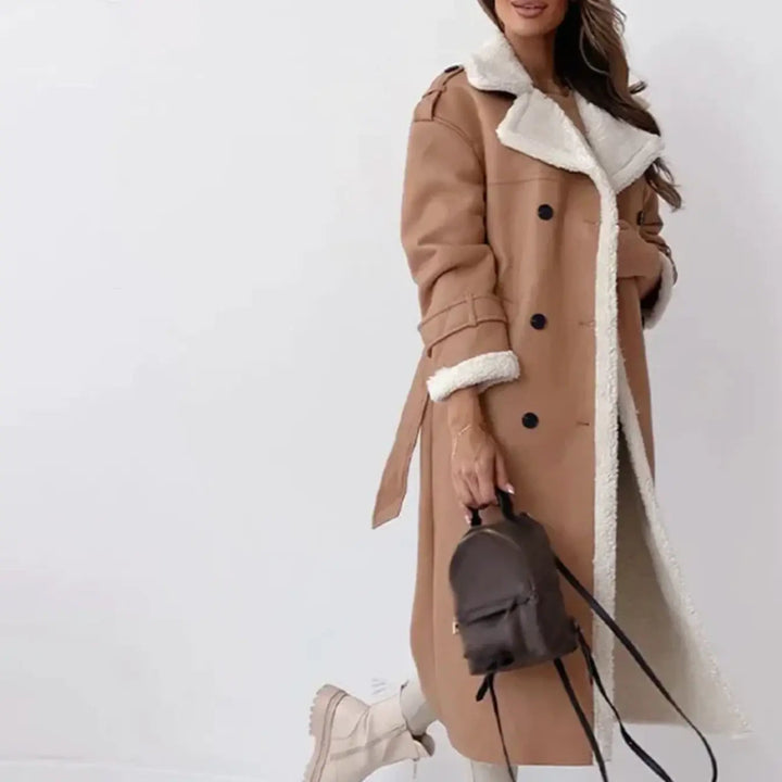 Isabelle | Sophisticated Long Faux Fur Coat with Teddy Collar