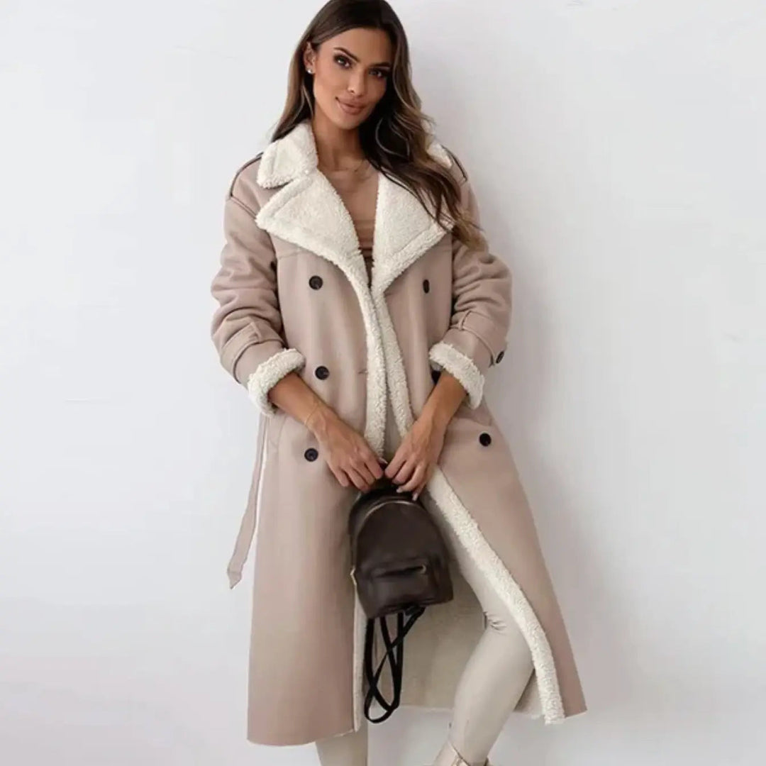 Isabelle | Sophisticated Long Faux Fur Coat with Teddy Collar