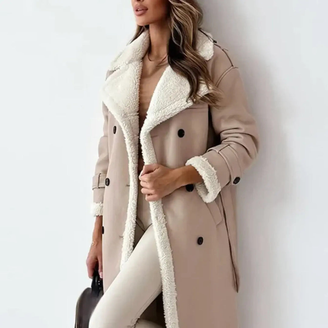 Isabelle | Sophisticated Long Faux Fur Coat with Teddy Collar