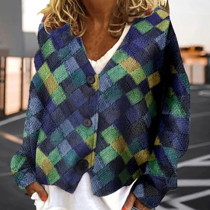 Isabelle | Stylish Chevron Button-Front Womens Jumpers Cardigan