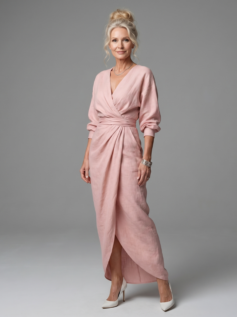 Isla | Sophisticated Wrap Front Christmas Party Maxi Dress