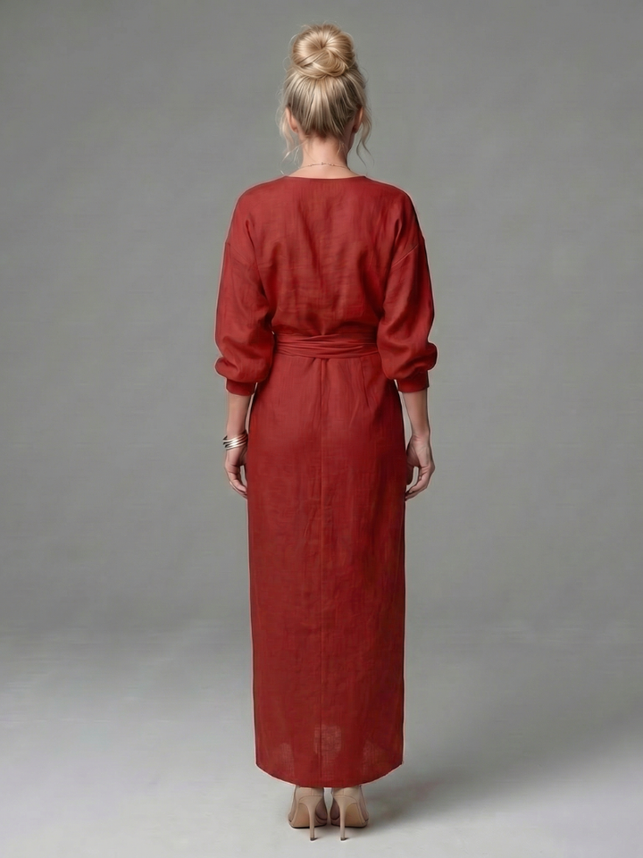 Isla | Sophisticated Wrap Front Christmas Party Maxi Dress