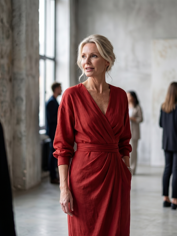 Isla | Sophisticated Wrap Front Christmas Party Maxi Dress