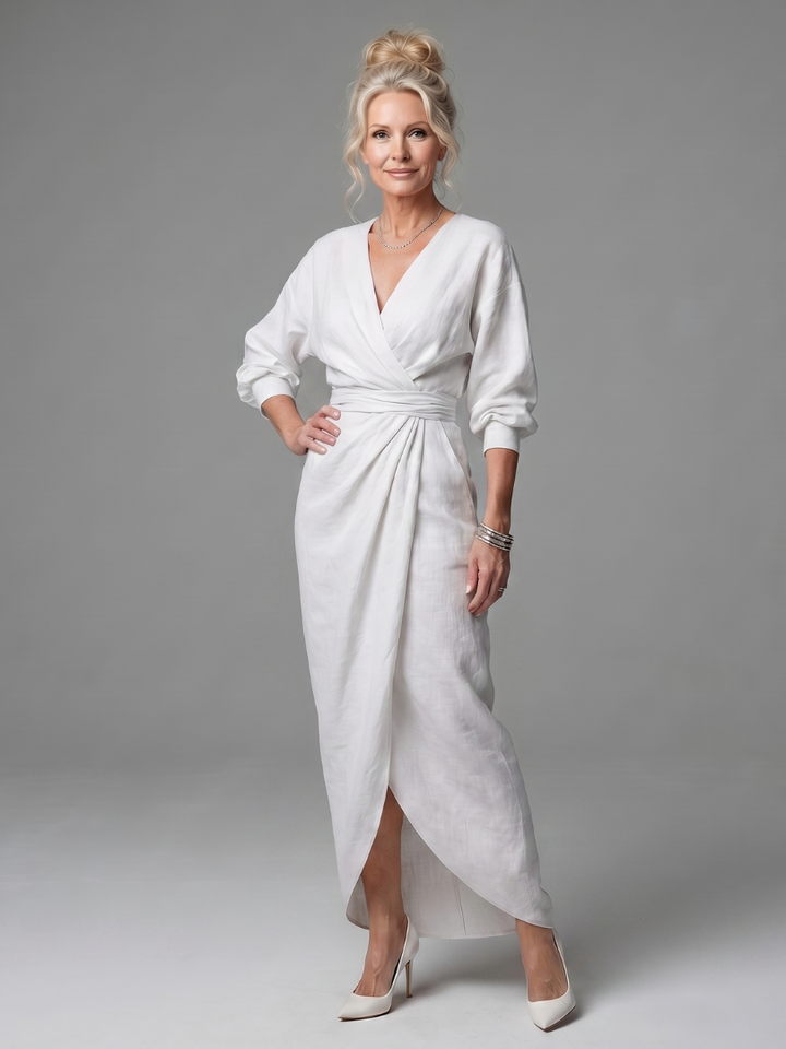 Isla | Sophisticated Wrap Front Christmas Party Maxi Dress