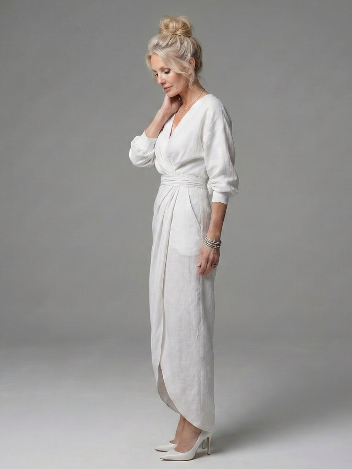 Isla | Sophisticated Wrap Front Christmas Party Maxi Dress