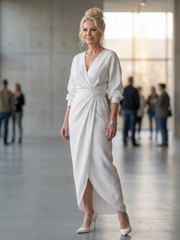 Isla | Sophisticated Wrap Front Christmas Party Maxi Dress