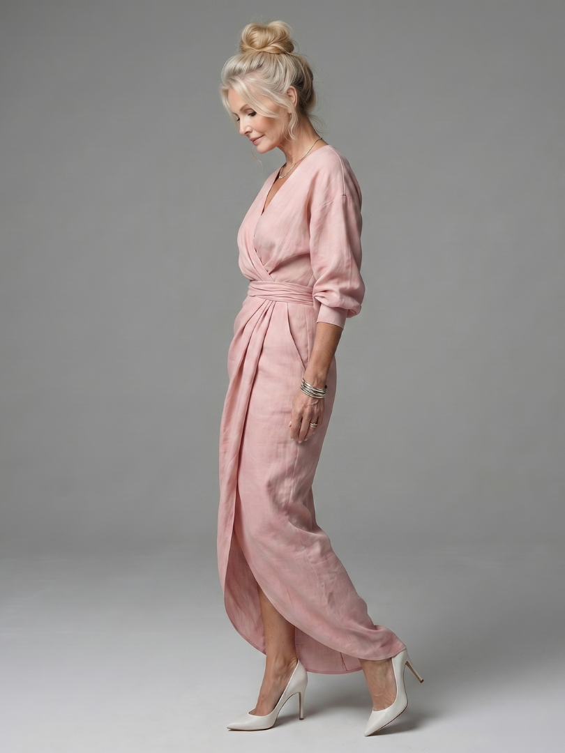 Isla | Sophisticated Wrap Front Christmas Party Maxi Dress