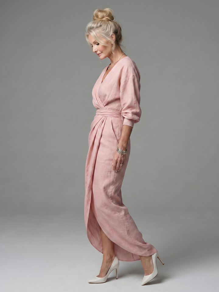 Isla | Sophisticated Wrap Front Christmas Party Maxi Dress