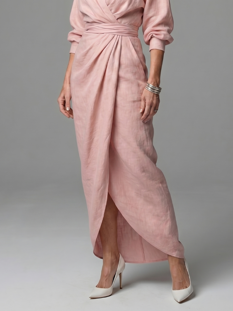 Isla | Sophisticated Wrap Front Christmas Party Maxi Dress