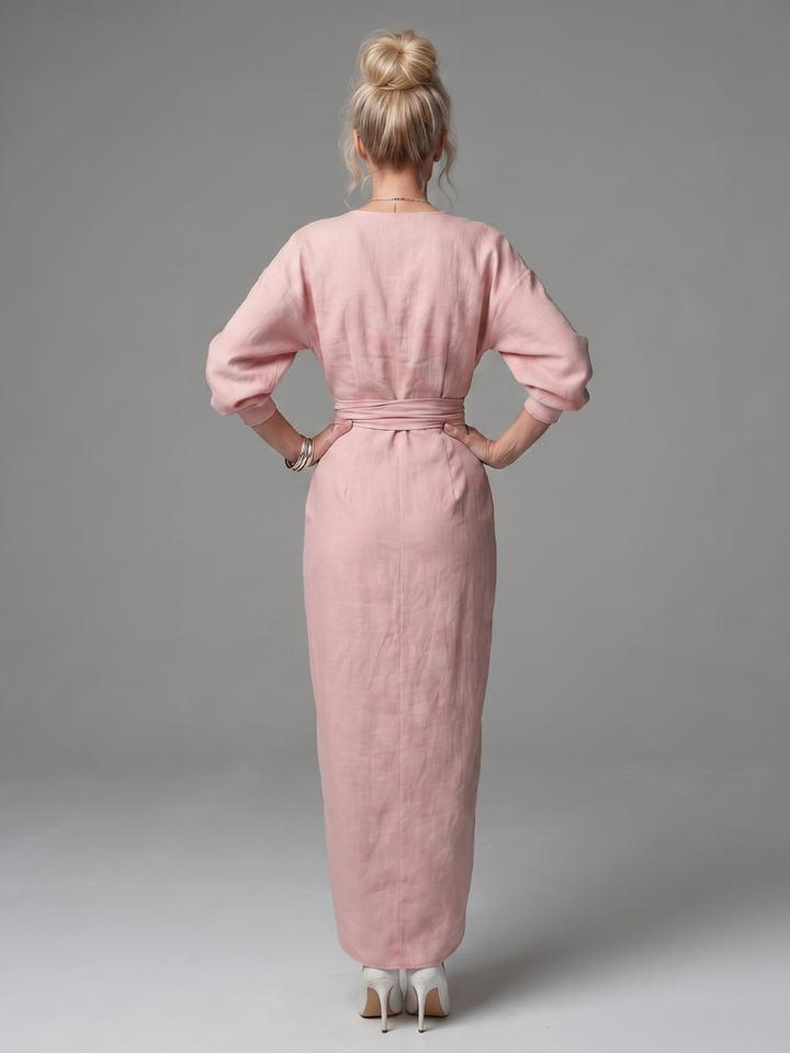 Isla | Sophisticated Wrap Front Christmas Party Maxi Dress
