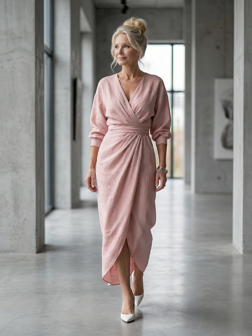 Isla | Sophisticated Wrap Front Christmas Party Maxi Dress