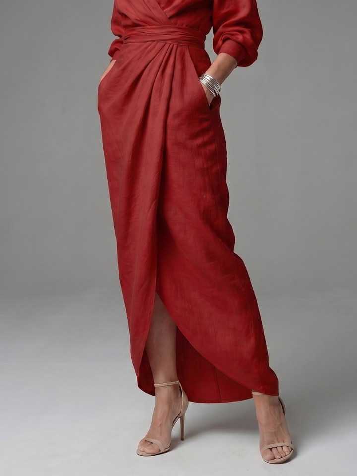 Isla | Sophisticated Wrap Front Christmas Party Maxi Dress