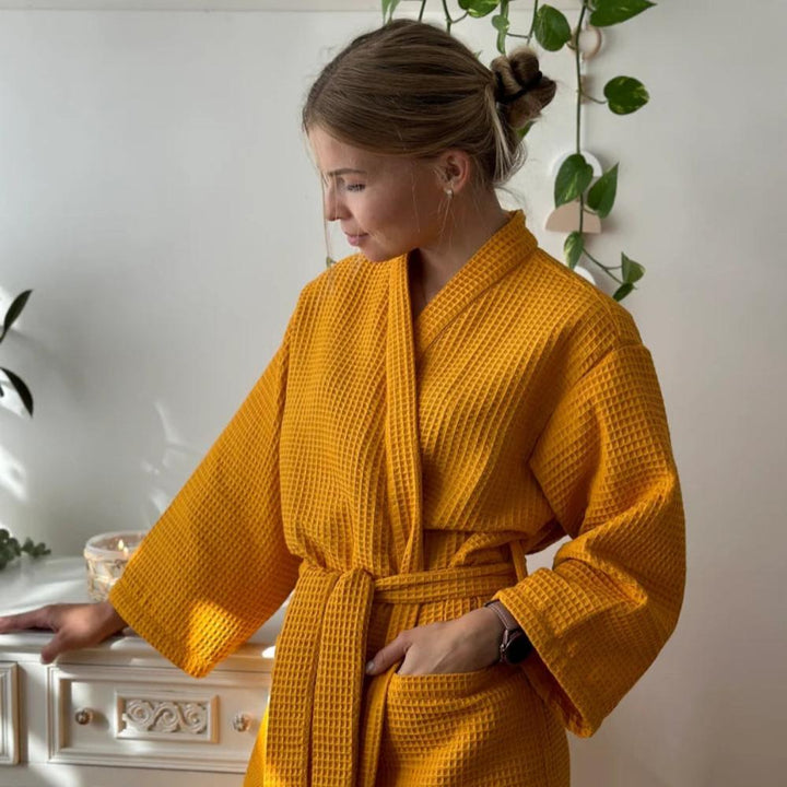 Isla | Stylish Waffle Knit V-Neck Ladies Dressing Gown