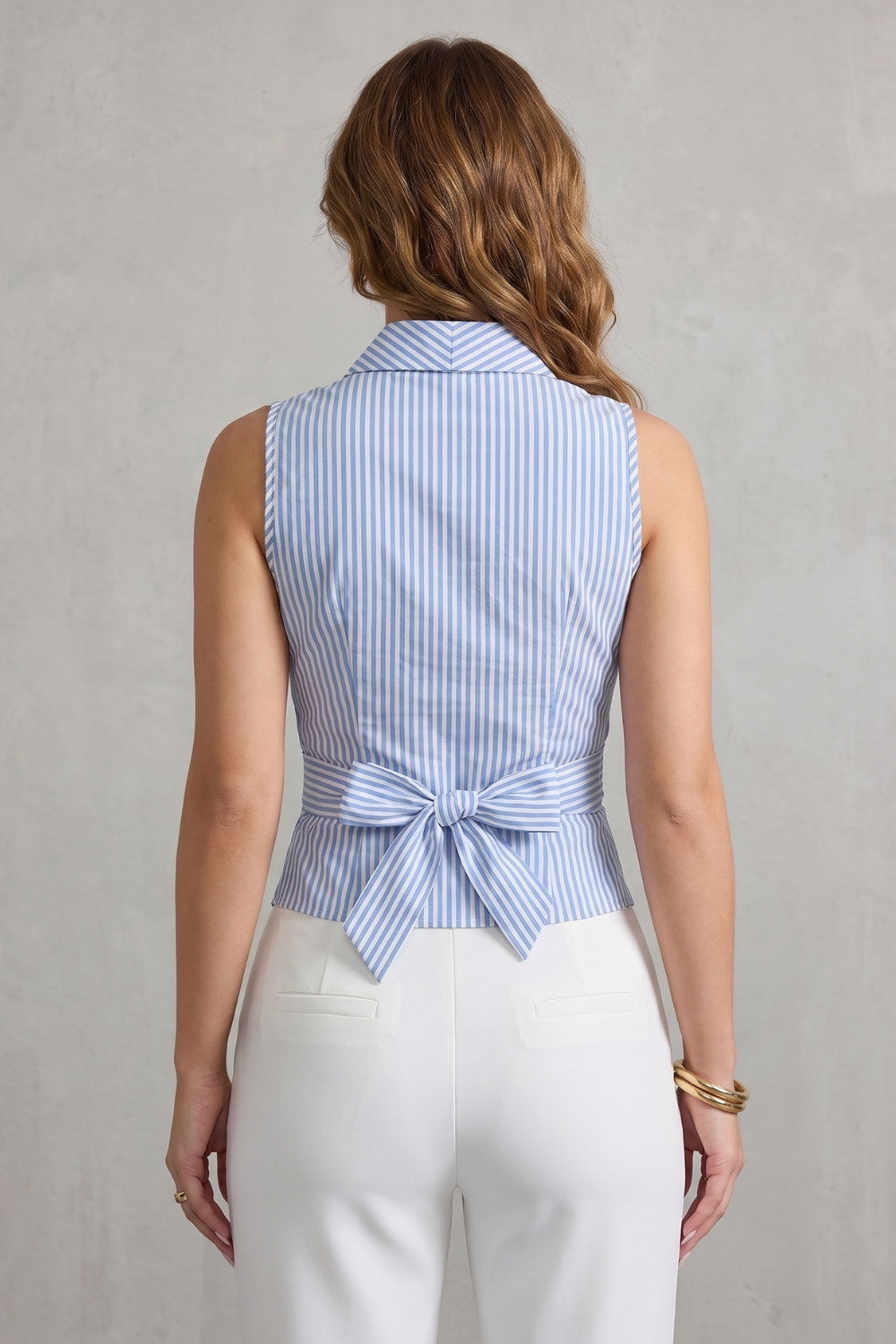 Ivy | Chic Striped Wrap Sleeveless Party Top