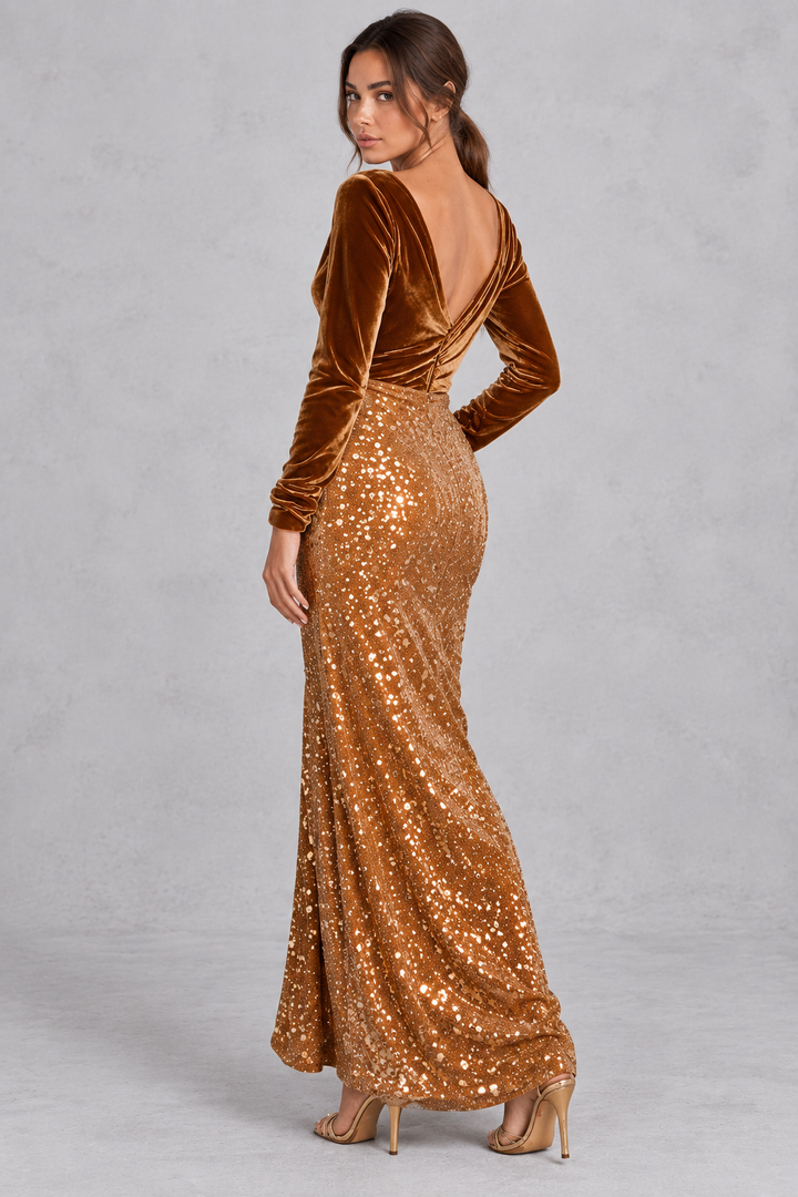 Jessica | Timeless Sequin Velvet Wrap Maxi Dress
