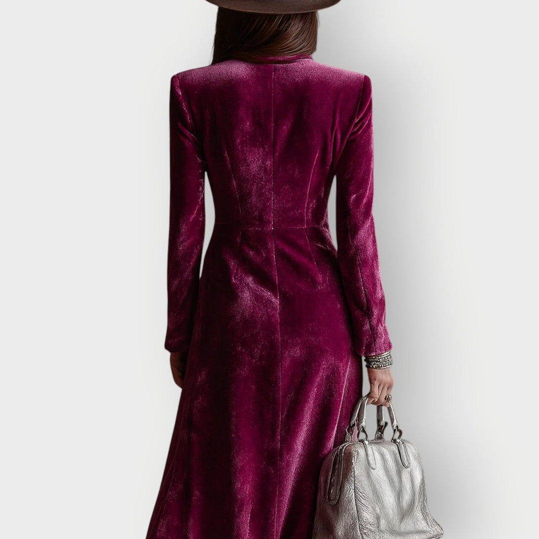 Lara | Chic Double-Breasted Velvet Maxi Dress