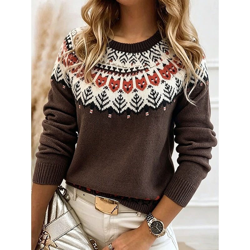 Lara | Cosy Fox Print Fair Isle Christmas Jumper for Women
