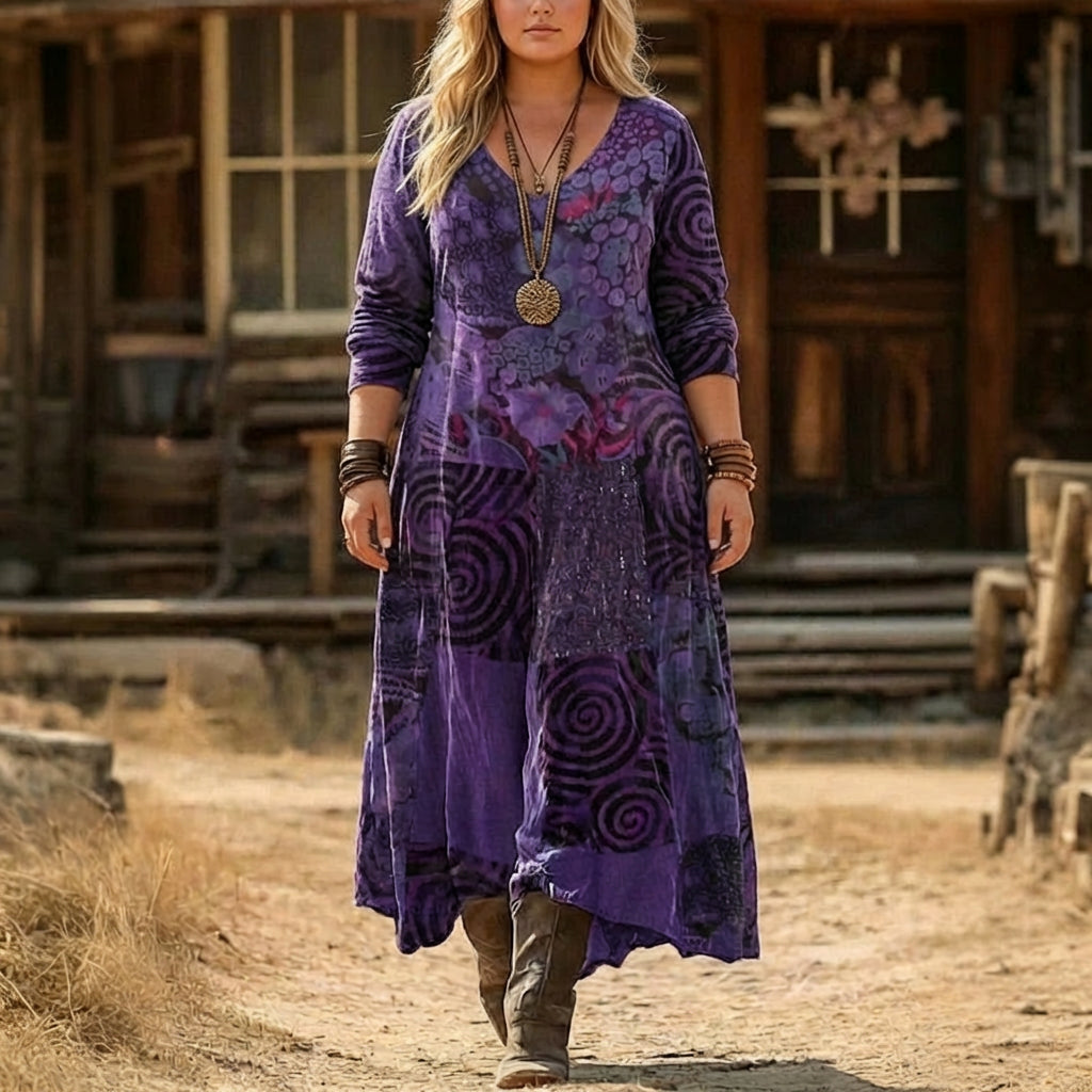 Layla | Classic Boho Print Long Sleeve Jumper Dress