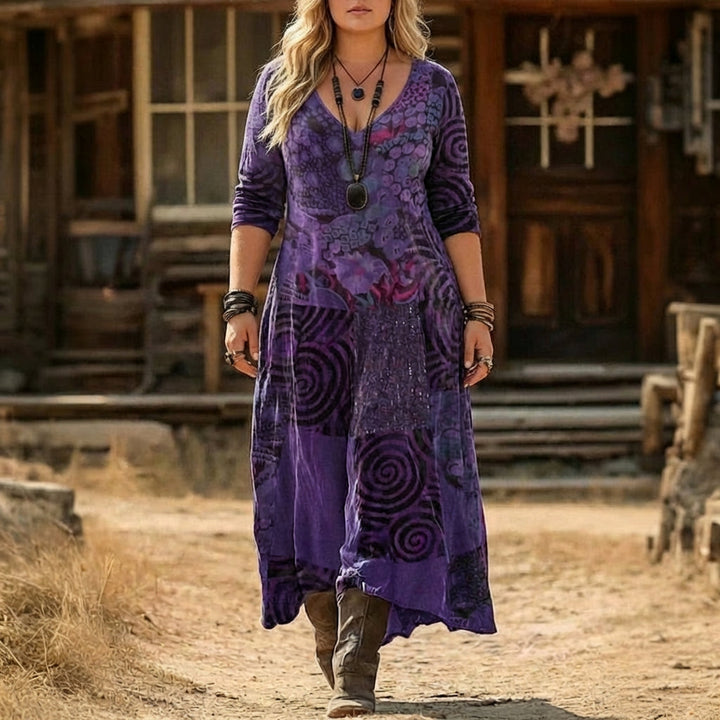 Layla | Classic Boho Print Long Sleeve Jumper Dress