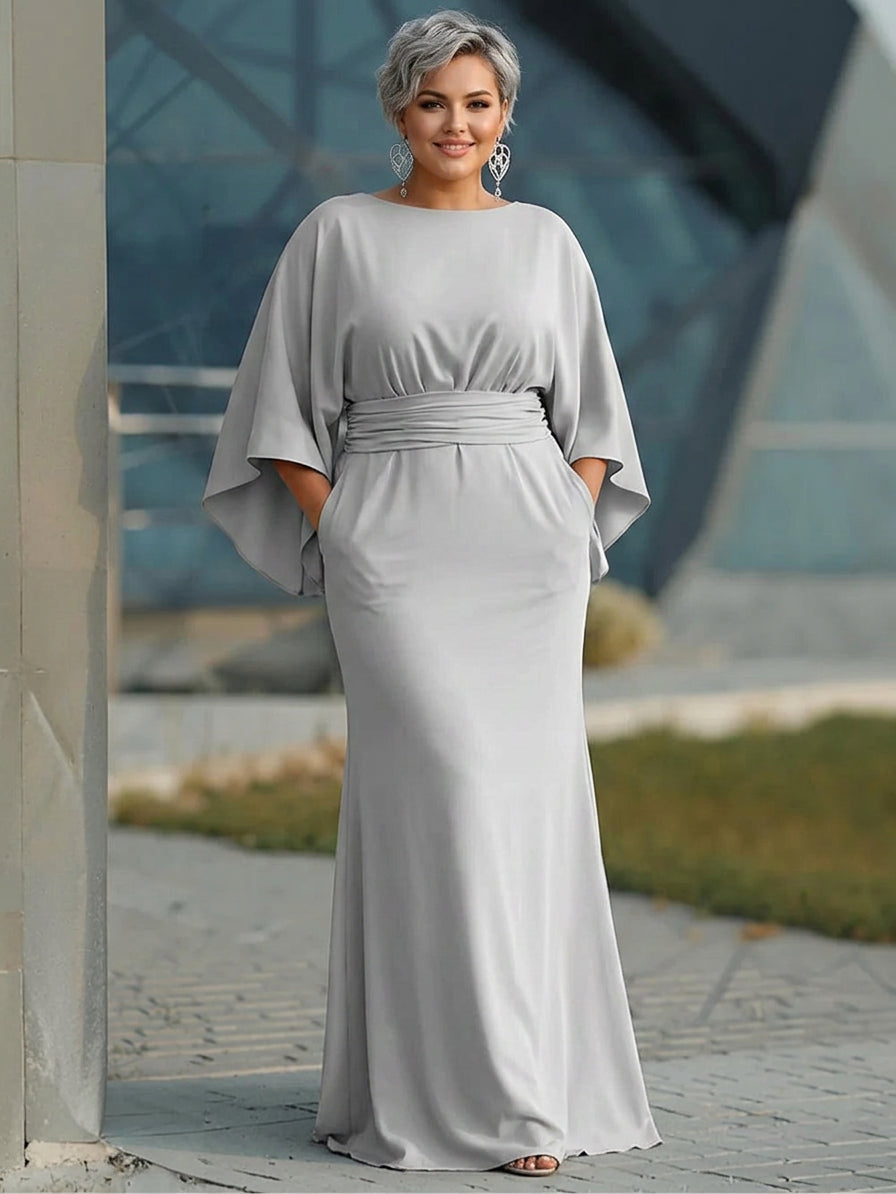 Layla | Classic Cape Sleeve Christmas Dress with Cinched Waist