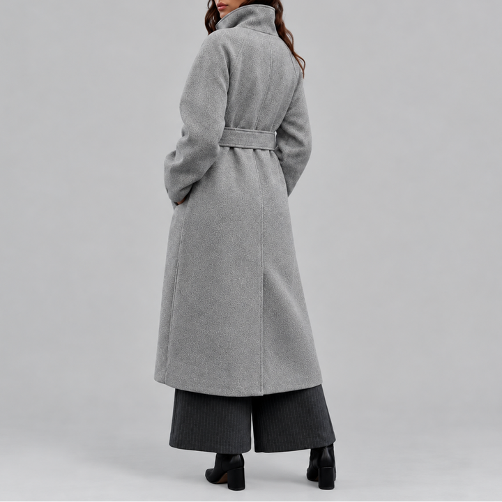 Layla | Graceful Belted Long Wool Coat with Wide Collar