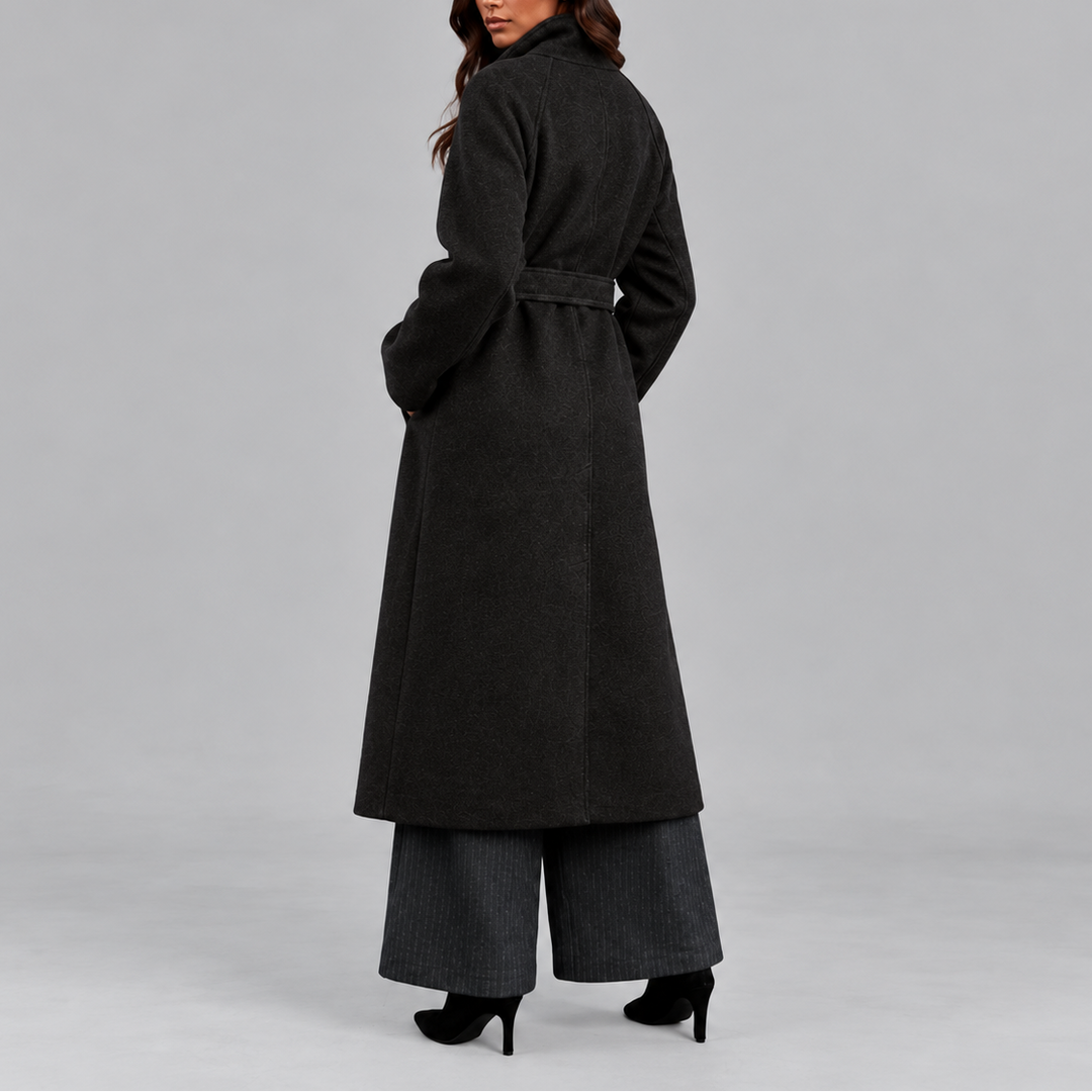 Layla | Graceful Belted Long Wool Coat with Wide Collar