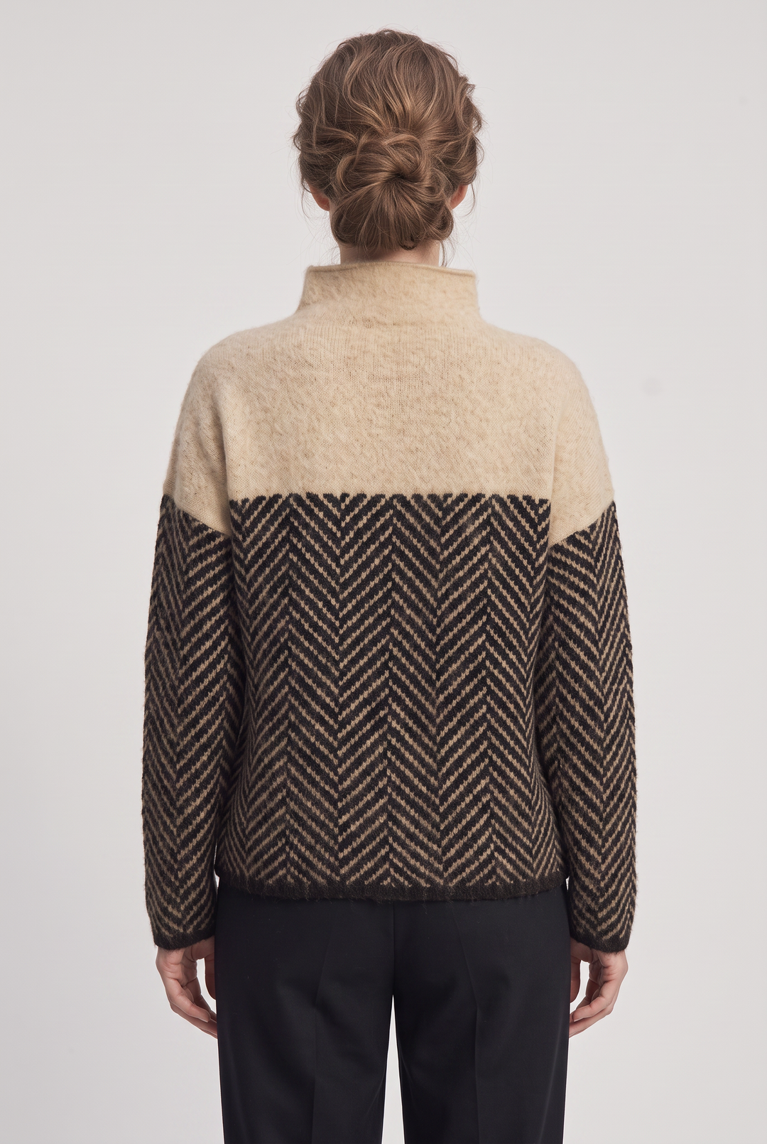 Lily | Elegant Roll Neck Herringbone Womens Jumper