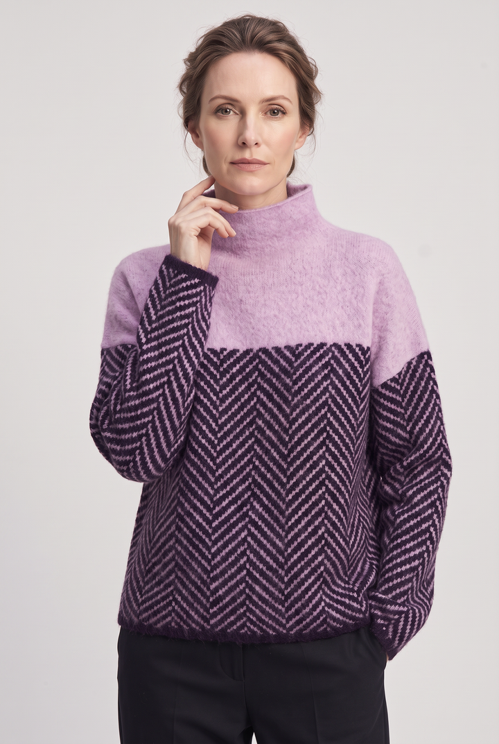 Lily | Elegant Roll Neck Herringbone Womens Jumper
