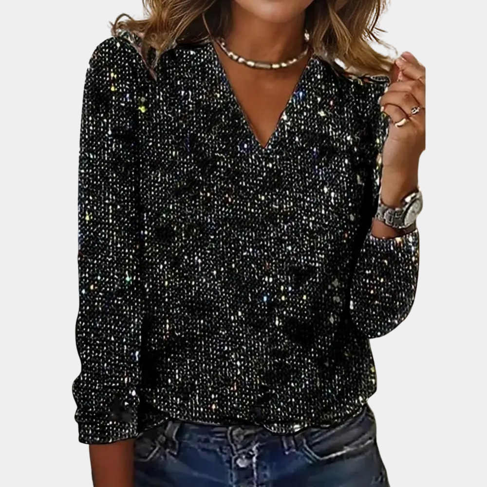 Lily | Sophisticated Sparkle V-Neck Party Top