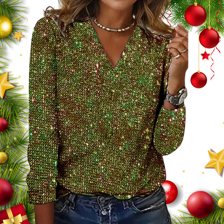 Lily | Sophisticated Sparkle V-Neck Party Top