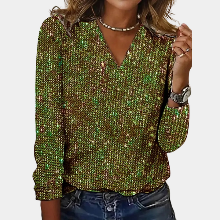 Lily | Sophisticated Sparkle V-Neck Party Top