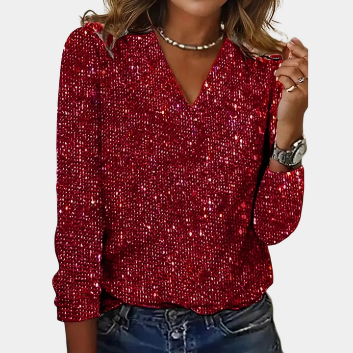 Lily | Sophisticated Sparkle V-Neck Party Top