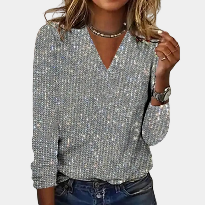 Lily | Sophisticated Sparkle V-Neck Party Top