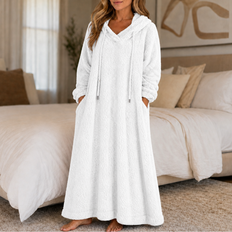 Lola | Graceful Hooded Plush Ladies Dressing Gown Maxi Dress
