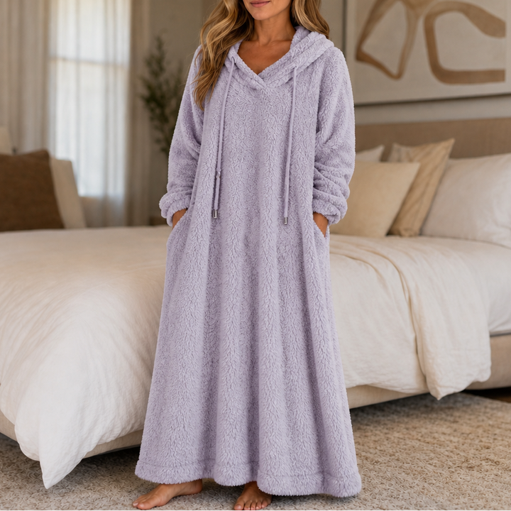 Lola | Graceful Hooded Plush Ladies Dressing Gown Maxi Dress