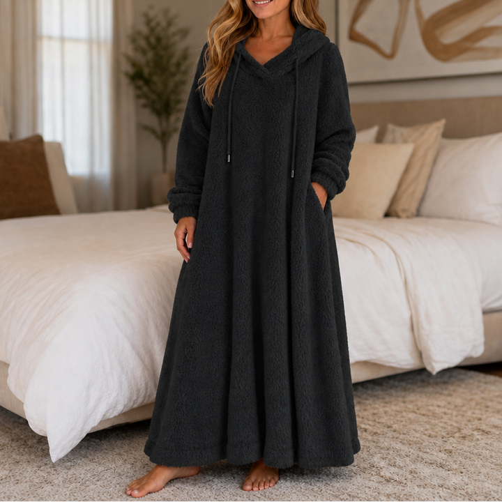 Lola | Graceful Hooded Plush Ladies Dressing Gown Maxi Dress