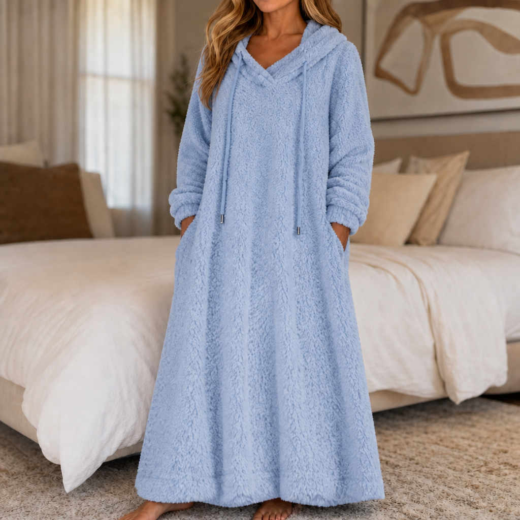 Lola | Graceful Hooded Plush Ladies Dressing Gown Maxi Dress