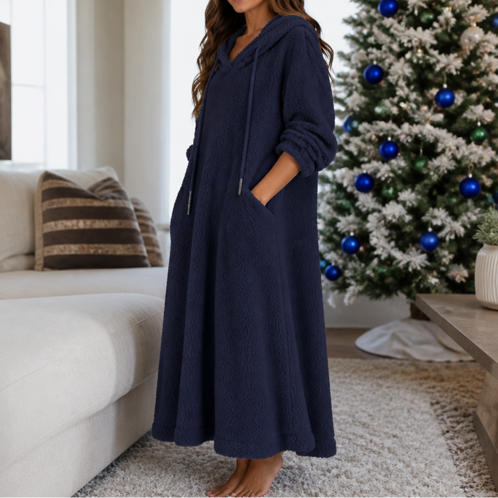 Lola | Graceful Hooded Plush Ladies Dressing Gown Maxi Dress