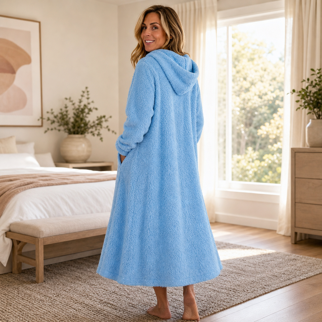 Lola | Graceful Hooded Plush Ladies Dressing Gown Maxi Dress